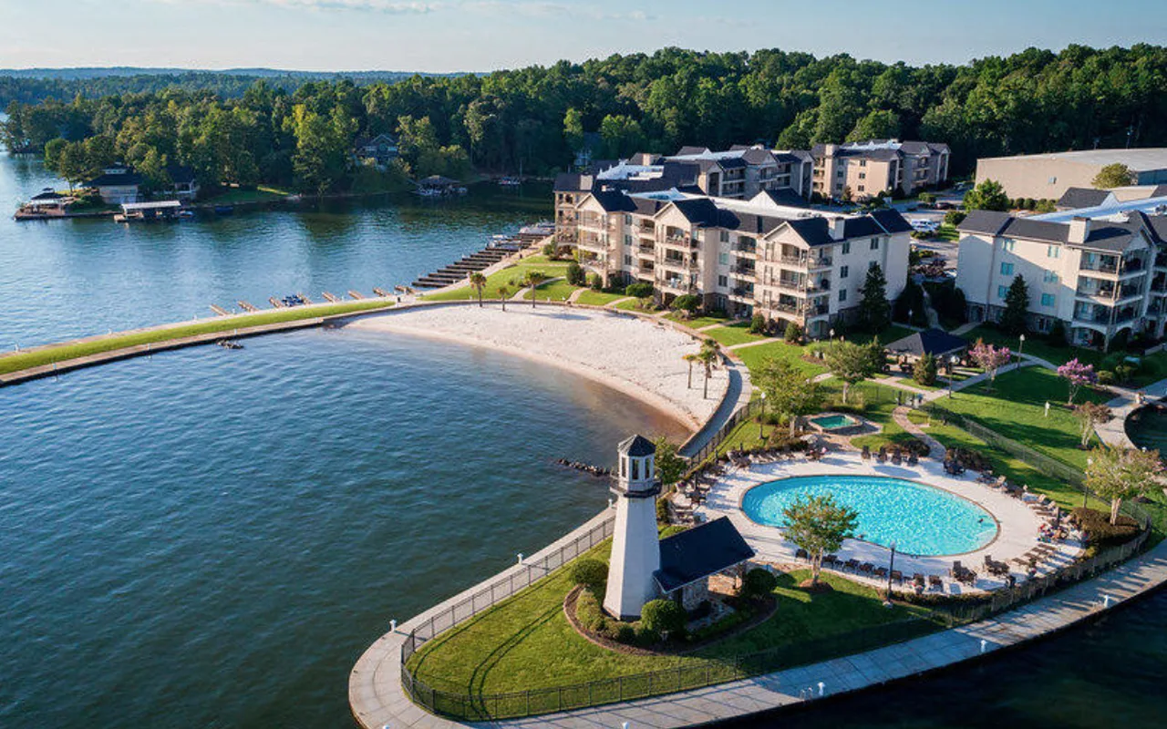 Aerial view of Lake Martin at StillWaters Resort in Dadeville, Alabama.
